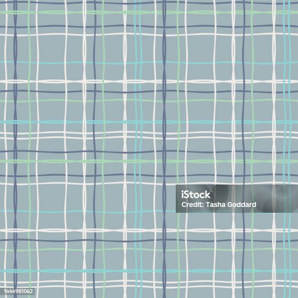Check Pattern Blue Green Blue And Green Check Or Plaid Seamless Repeat Pattern With Handdrawn ...