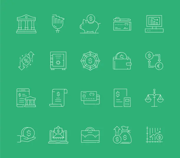 Vector illustration of Accounting And Finance , Thin Line Icons In Vector Style. Simple and stylish design for icons, infographics, mobile and web etc.