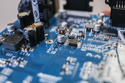 Component boards, capacitors, resistors, tracks, diodes and electronic circuitry