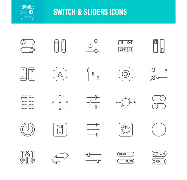 Switch and Sliders Icons vector art illustration