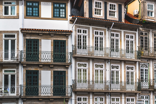 Old Porto city, buildings in Ribeira, Douro river, Portugal