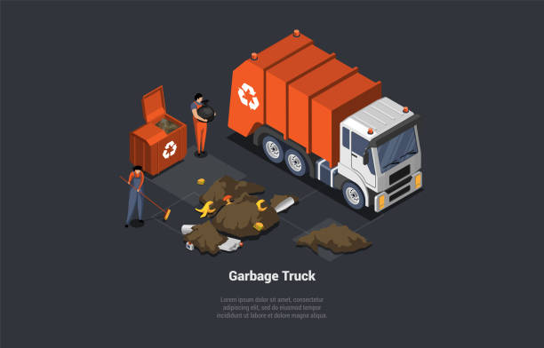 Zero Waste, Recycling Garbage Concept. Characters Collecting, Sorting Garbage. Characters Loading It From Container To Garbage Truck To Deliver To Recycling Factory. Isometric 3d Vector Illustration Zero Waste, Recycling Garbage Concept. Characters Collecting, Sorting Garbage. Characters Loading It From Container To Garbage Truck To Deliver To Recycling Factory. Isometric 3d Vector Illustration. mail room stock illustrations