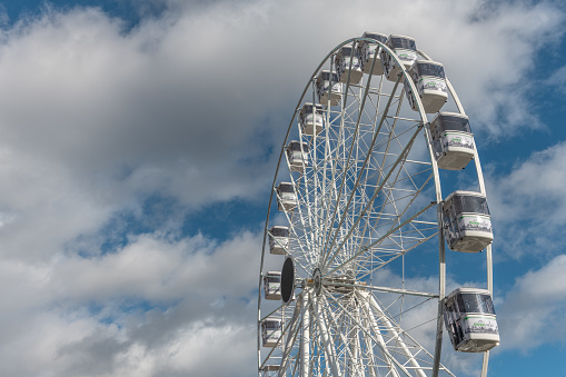 The solar-powered Ferris wheel at the Colmar Christmas market in 2022. Alsace, France.