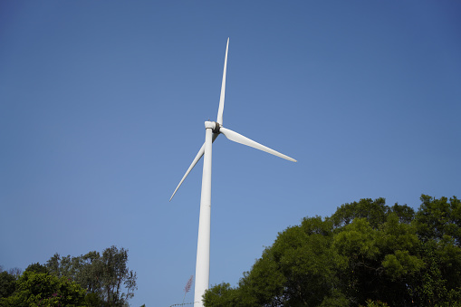 Wind turbines in rural landscape