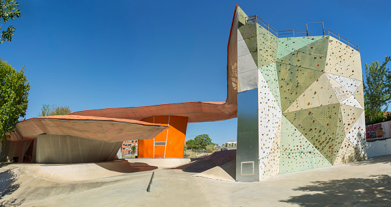 Merida, Spain - Sept 20th, 2021: Factoria Joven building. Merida, Spain. Leisure public resource for young people