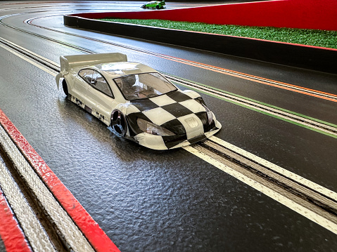 Slot car model racing
