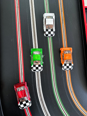 Slot car model racing