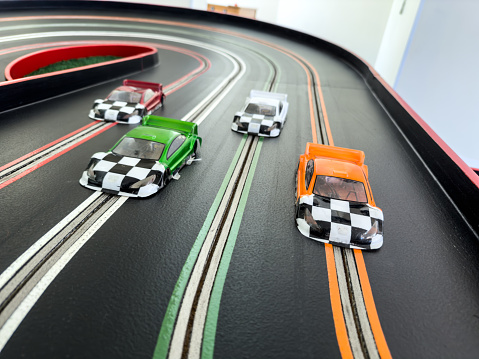 Slot car model racing