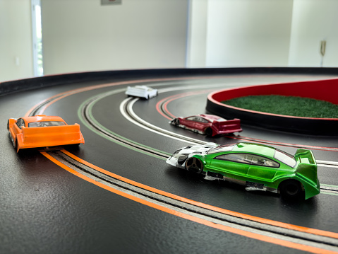 Slot car model racing