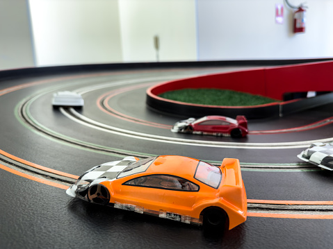 Slot car model racing