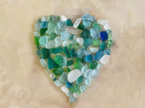 Beautiful adorable heart shaped beach glass