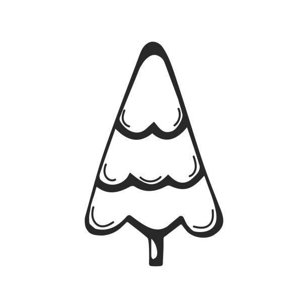 новогодняя елка в п�лоском стиле. - pencil pine stock illustrations