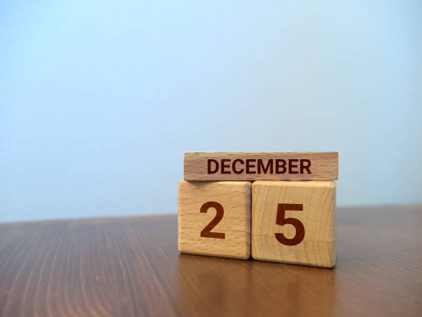 istock Wooden bricks calendar with engraved date 