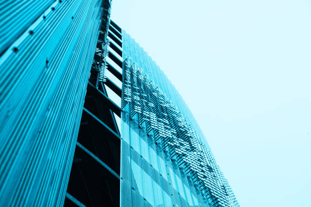 istock Perforated metal exterior on parking garage. 1445009682