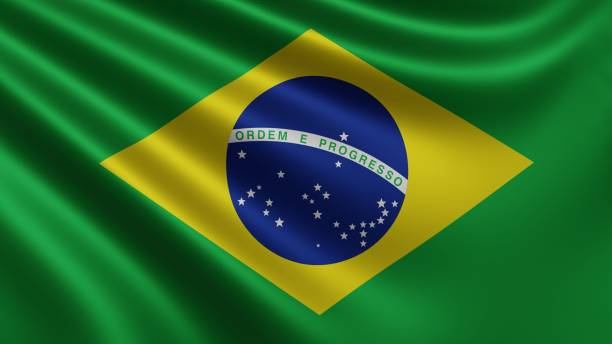 Render of the Brazil flag flutters in the wind close-up, the national flag of Brazil flutters in 4k resolution, close-up, colors: RGB. Render of the Brazil flag flutters in the wind close-up, the national flag of Brazil flutters in 4k resolution, close-up, colors: RGB. High quality 3d illustration rio parana stock pictures, royalty-free photos & images