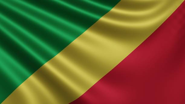 콩고 공화국 국기의 렌더링은 바람에 펄럭이며 클로즈업, 콩고 공화국의 국기는 4k 해상도, 클로즈업, 색상으로 펄럭입니다. - dog patriotism flag politics 뉴스 사진 이미지