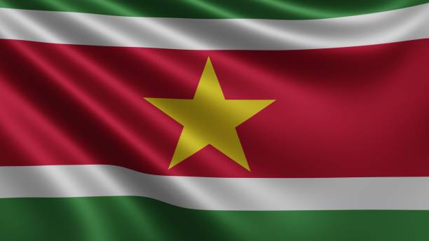 スリナムの国旗のレンダリングは風の接写、スリナムの国旗は4k解像度、クローズアップ、色:rgb。 - surinam cockroach ストックフォトと画像