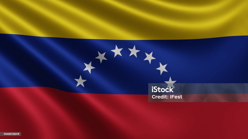 Render of the Venezuela flag flutters in the wind close-up, the national flag of Venezuela flutters in 4k resolution, close-up, colors: RGB. Render of the Venezuela flag flutters in the wind close-up, the national flag of Venezuela flutters in 4k resolution, close-up, colors: RGB. High quality 3d illustration 4K Resolution Stock Photo