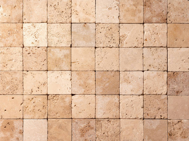 istock Travertine Light. Natural travertine background. Stone tiles wall. 1445013575