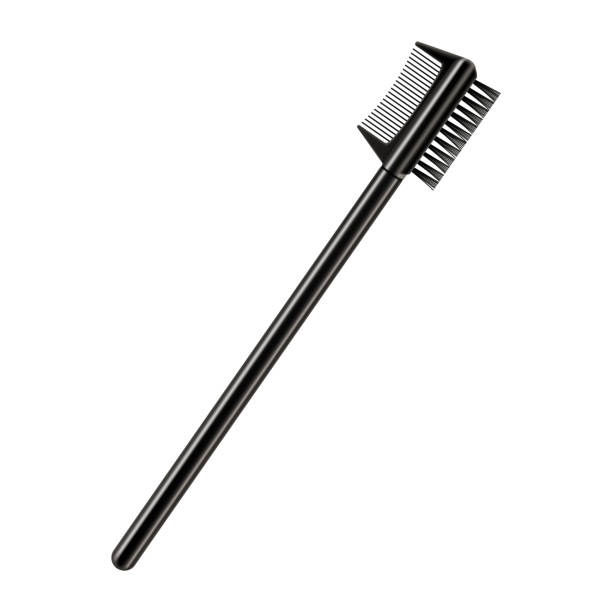 Eyebrow and eyelash make-up brush. Comb and brush for separating lashes and removing excess mascara, isolated on white background. Realistic 3d vector illustration. Eyebrow and eyelash make-up brush. Comb and brush for separating lashes and removing excess mascara, isolated on white background. Realistic 3d vector illustration. Combing stock illustrations