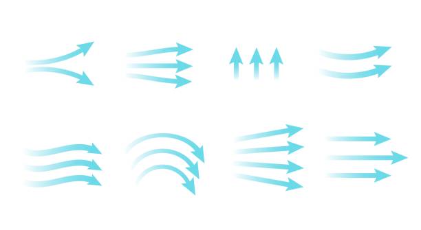 illustrations, cliparts, dessins animés et icônes de directions de l’écoulement de l’air.
icônes bleues avec flèches. illustration vectorielle. - wind