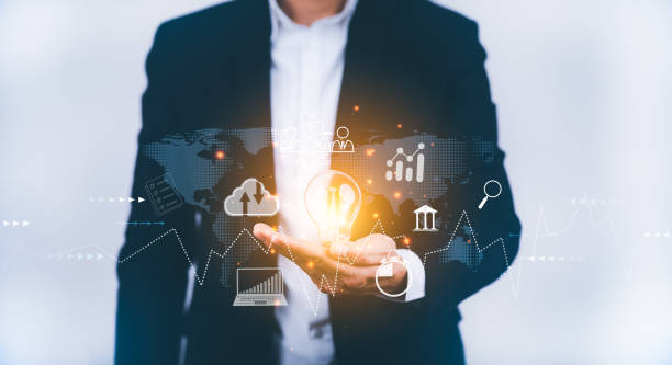 istock Concept creativity with light bulbs and energy power, Businessman hand holding light bulbs, ideas of new ideas with innovative technology, Creativity, bulb future technology, innovation background, 1445018298