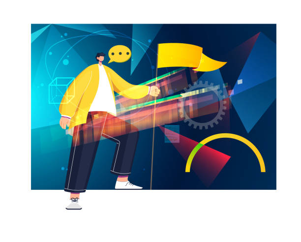 istock Self Improvement - Aim Higher to succeed with motivation for improvement - Stock illustration 1445019040