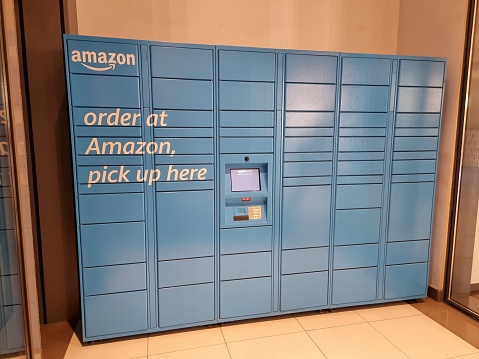 Amazon self collect kiosk installed inside a mall in Dubai, United Arab Emirates - November 19, 2022