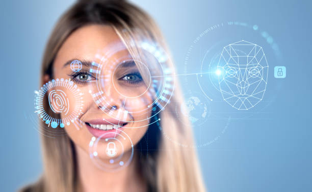 istock Smiling attractive businesswoman watching at digital interface w 1445021925