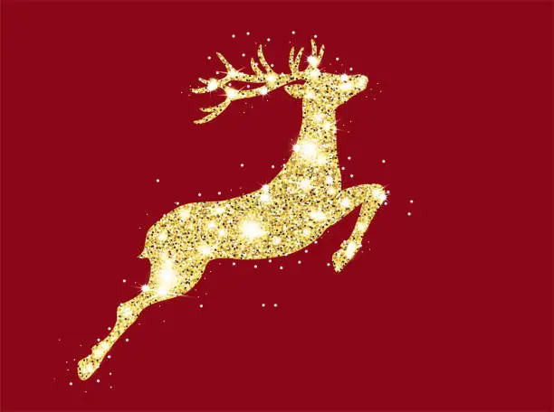 Vector illustration of Golden deer with glitter, Christmas motif
and Christmas decoration
Vector illustration with red background