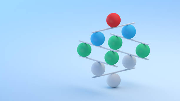 istock Jenga game color block tower with balls. teambuilding 1445024099