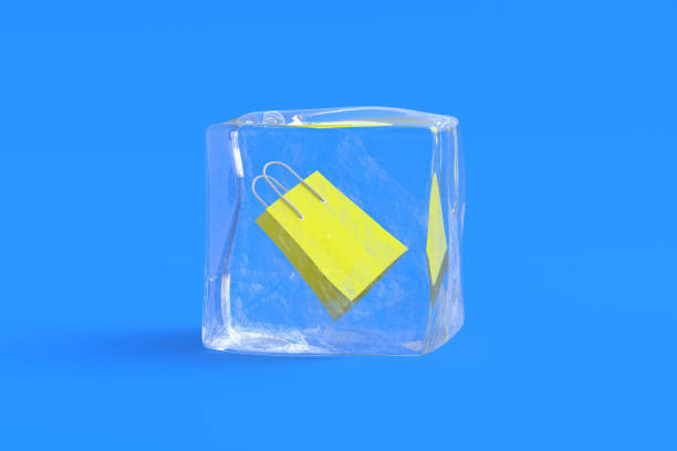 istock Shopping bag in ice cube. 3d illustration 1445025063