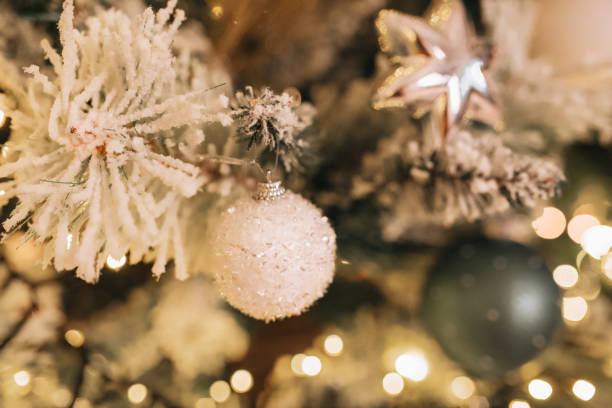 istock Silver and white Christmas decoration 1445025460