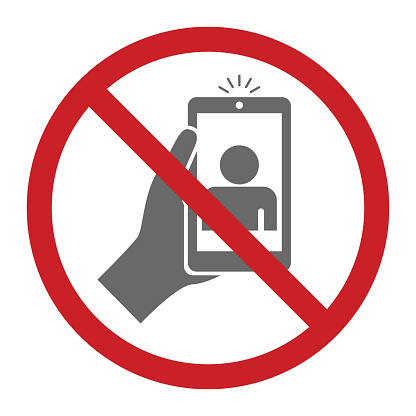 Stop photo on smartphone warning sign icon