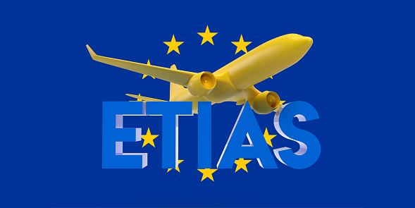 European Travel Information and Authorisation System (ETIAS) concept: An electronic regulation for visa-exempt visitors travelling to the European Union or the Schengen Area. New country rules for international travellers to the EU. Tourism background with copy space.