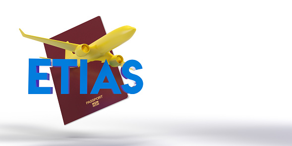 European Travel Information and Authorisation System (ETIAS) concept: An electronic regulation for visa-exempt visitors travelling to the European Union or the Schengen Area. New country rules for international travellers to the EU. Tourism background with copy space.