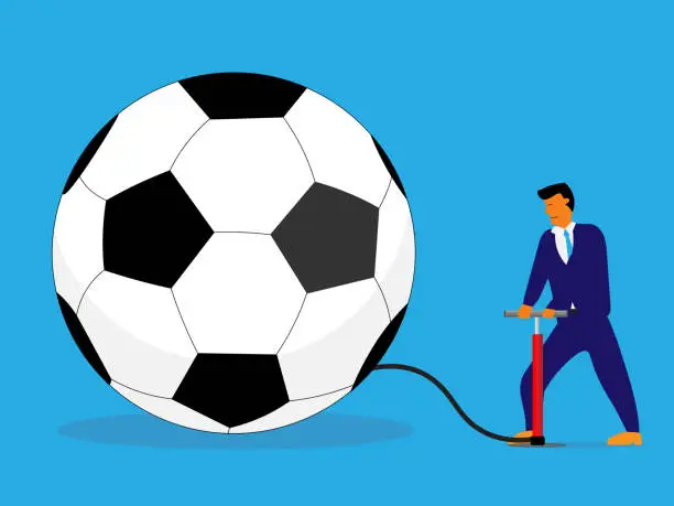 Vector illustration of Pumping up football