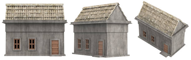 istock Isolated 3d render illustration of medieval castle house building. 1445030590