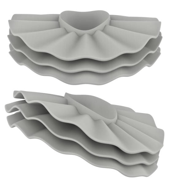 Isolated 3d render illustration of white colored layered jabot.
