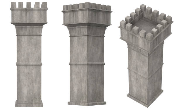 istock Isolated 3d render illustration of medieval castle tower. 1445031295