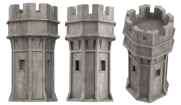 istock Isolated 3d render illustration of medieval castle tower. 1445031308