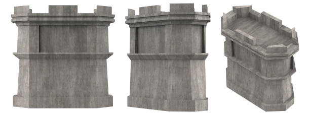 istock Isolated 3d render illustration of medieval castle wall tower. 1445031311