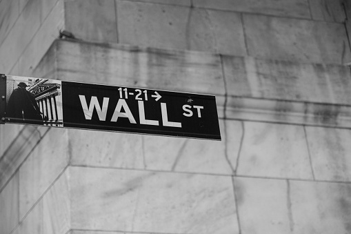 Wall Street Sign in Black and White