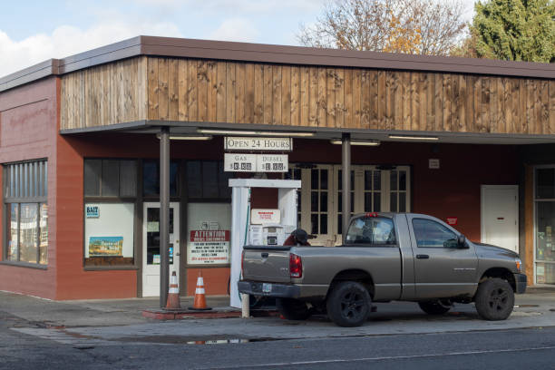 Thurmond: Abandoned closed retro vintage building with National Bank sign in West Virginia ghost town village closeup