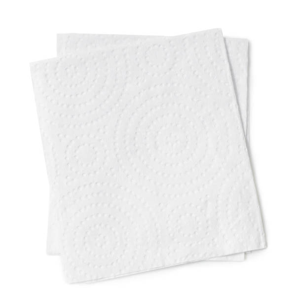 istock Two folded pieces of white tissue paper or napkin in stack isolated on white background with clipping path 1445036462