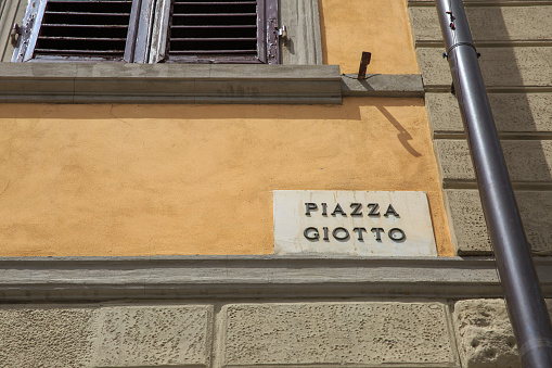Street names labels in Italian told town streets