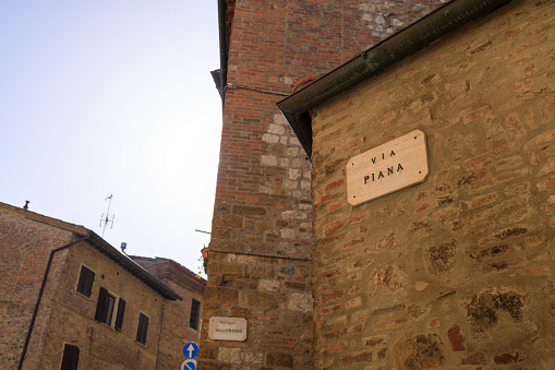 Street names labels in Italian told town streets