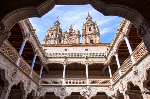 Pontifical University seen from House of shells. Salamanca. Castilla León. Spain