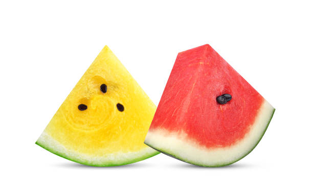 istock Slices of watermelon isolated on white 1445044480