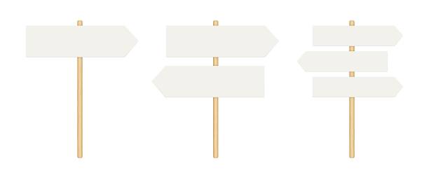 istock Signboard with wooden pole. Direction sign post with arrow. Street road boards. Realistic signpost to choose road or street. Vector illustration isolated on white background 1445044788